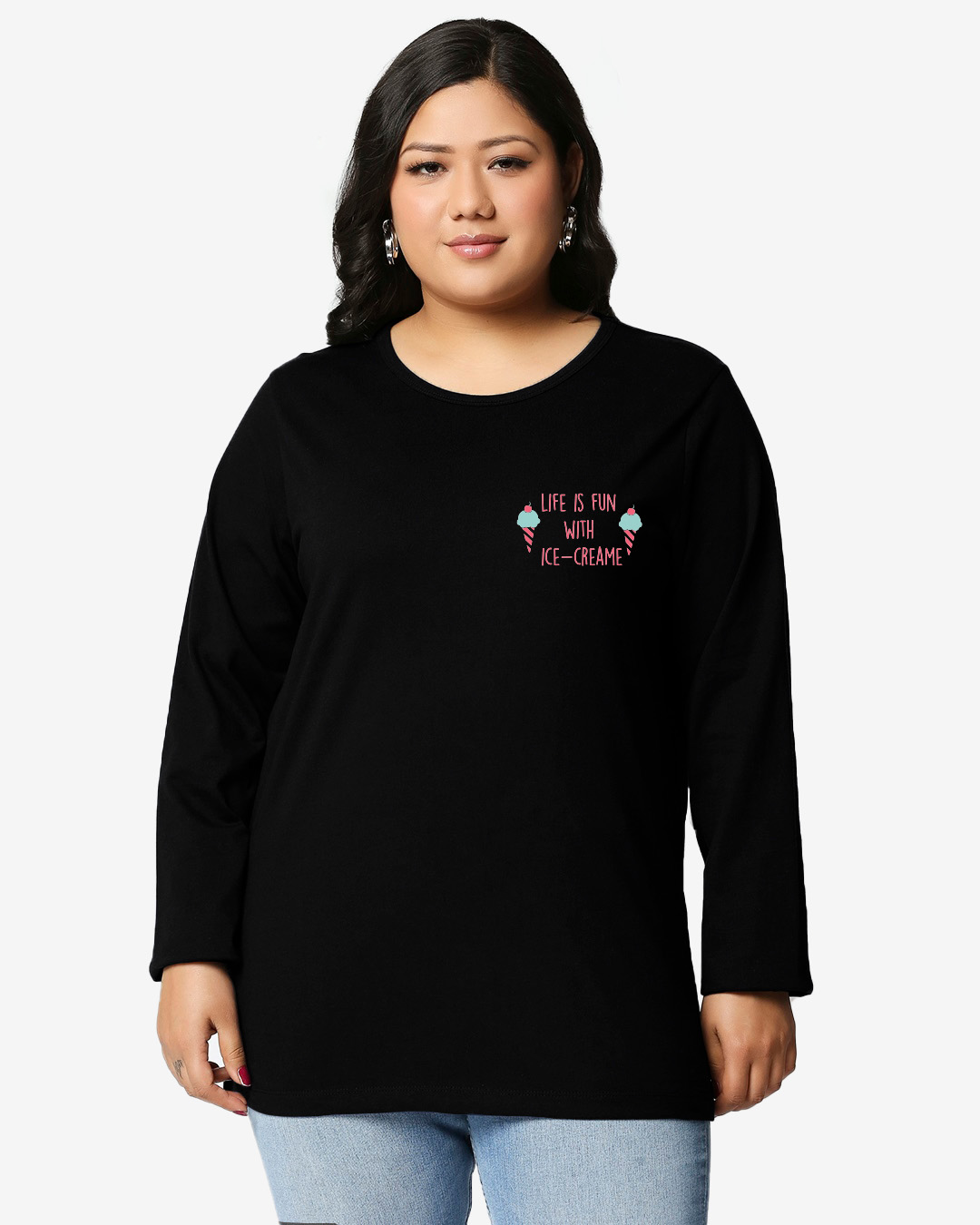 Shop Life's Fun With Ice Cream(TJL) Full Sleeve Plus Size T-Shirt-Back
