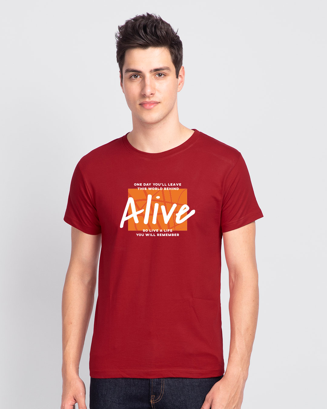 Shop Life you Remember Half Sleeve T-Shirt Bold Red-Back