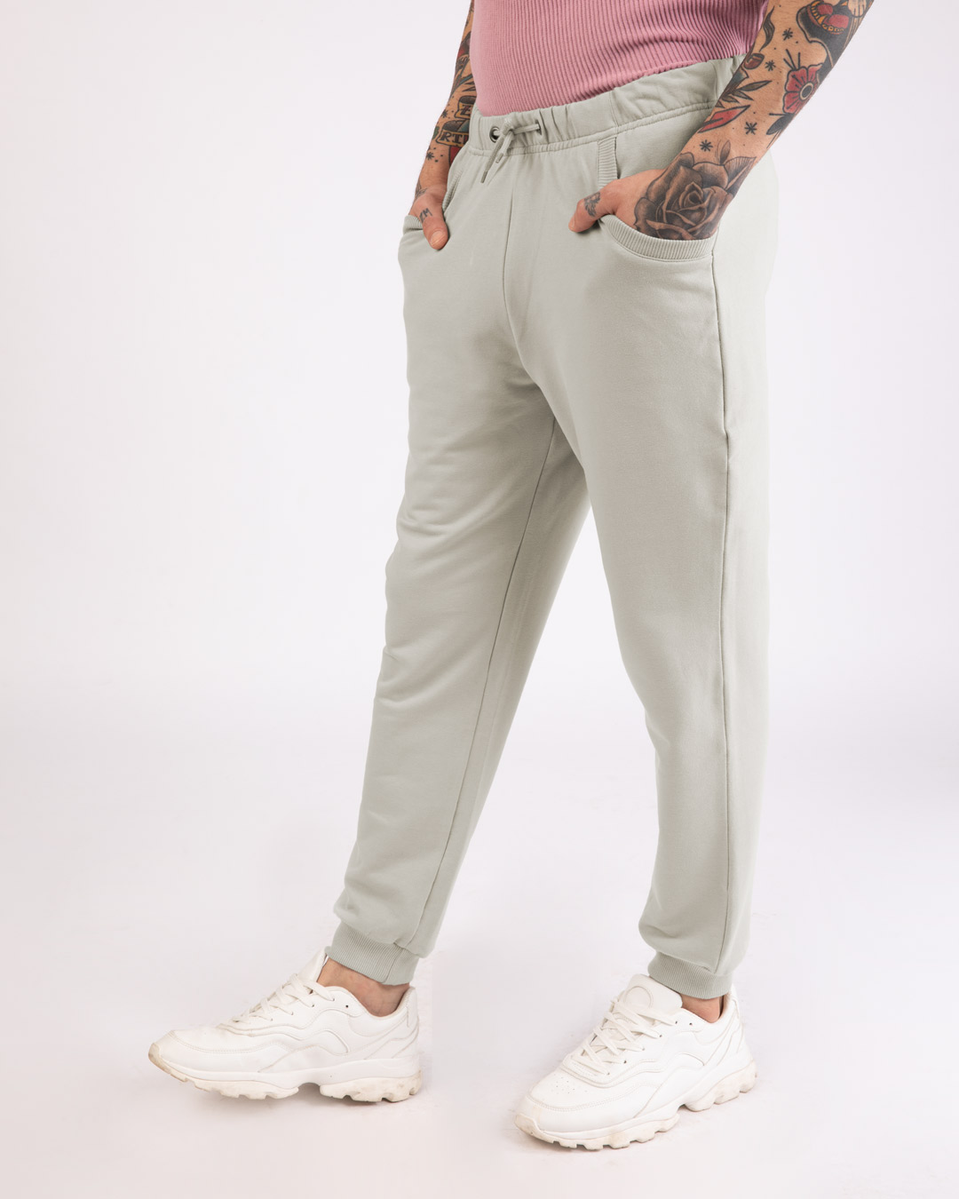 Shop Light Grey Casual Jogger Pants-Back