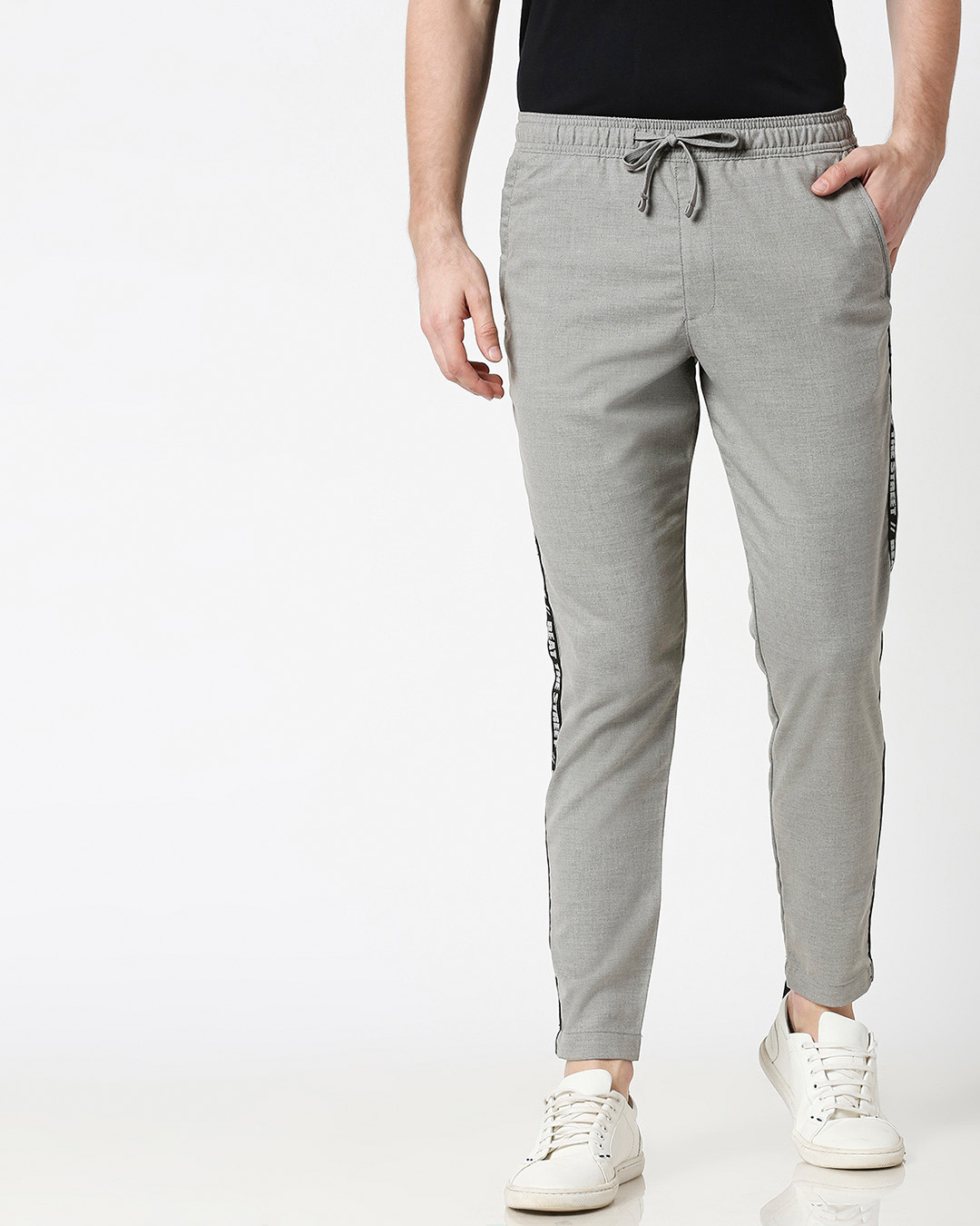 Shop Light Grey Men's Casual Pants-Back