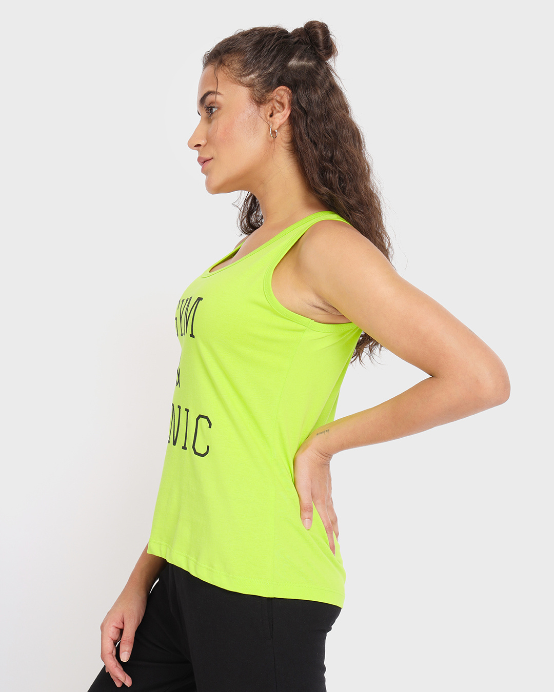 Shop Women's Lime Popsicle Typography Athleisure Vest-Back