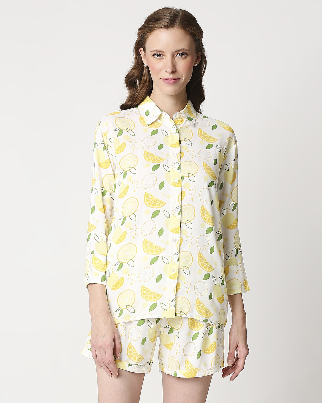 Shop Women's Lime Rayon Nightwear Set-Back