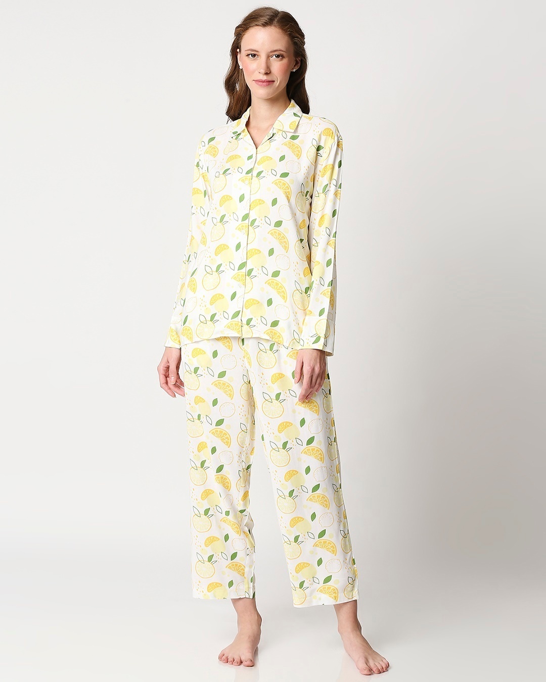 Shop Lime Rayon Nightwear Set-Back