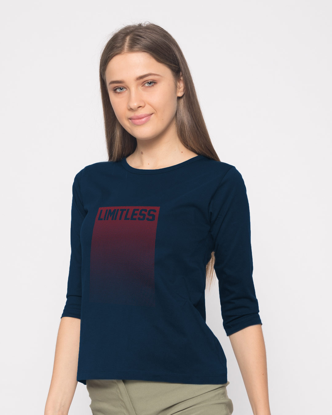 Shop Limitless Ombre Round Neck 3/4th Sleeve T-Shirt-Back