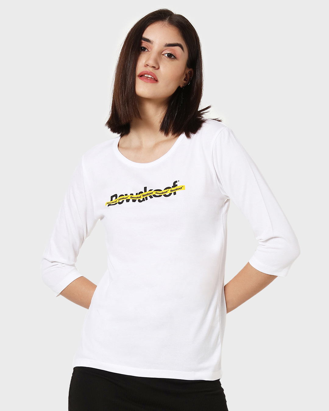 Shop Line Round Neck 3/4 Sleeve T-Shirt-Back