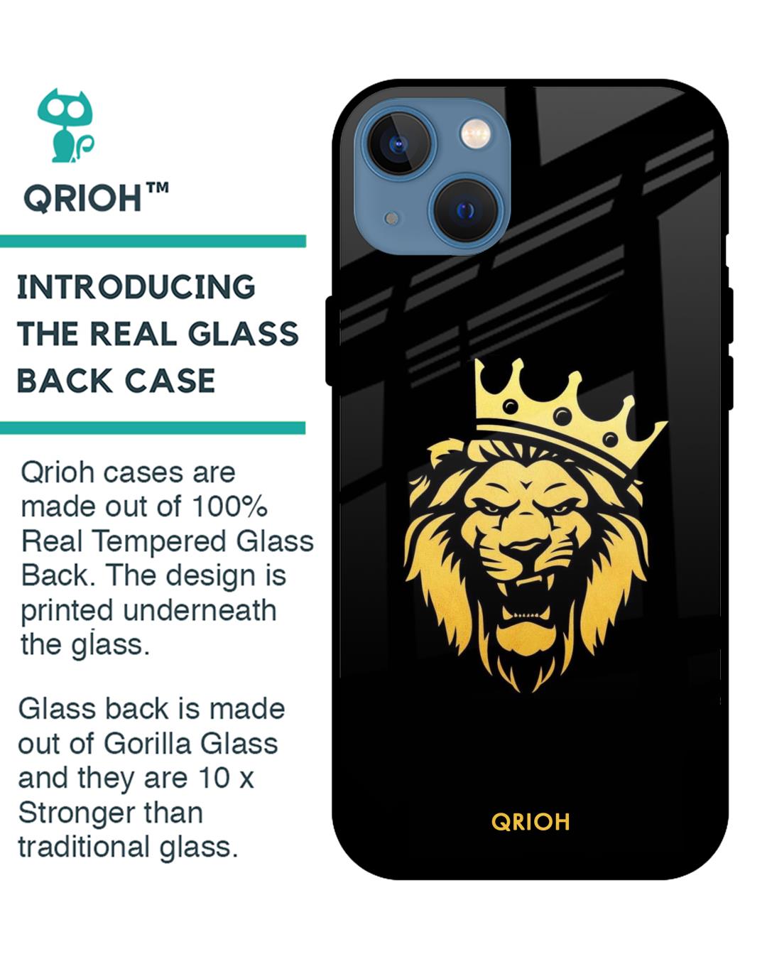 Shop Lion The King Printed Premium Glass Cover For iPhone 13 mini (Impact Resistant, Matte Finish)-Back