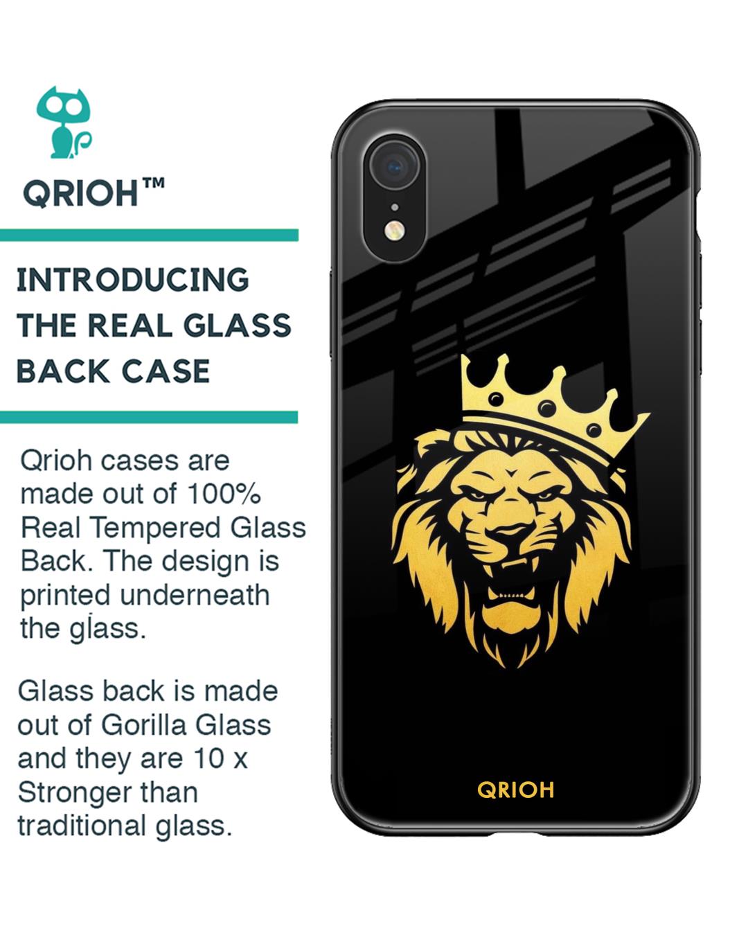 Shop Lion The King Printed Premium Glass Cover For iPhone XR (Impact Resistant, Matte Finish)-Back