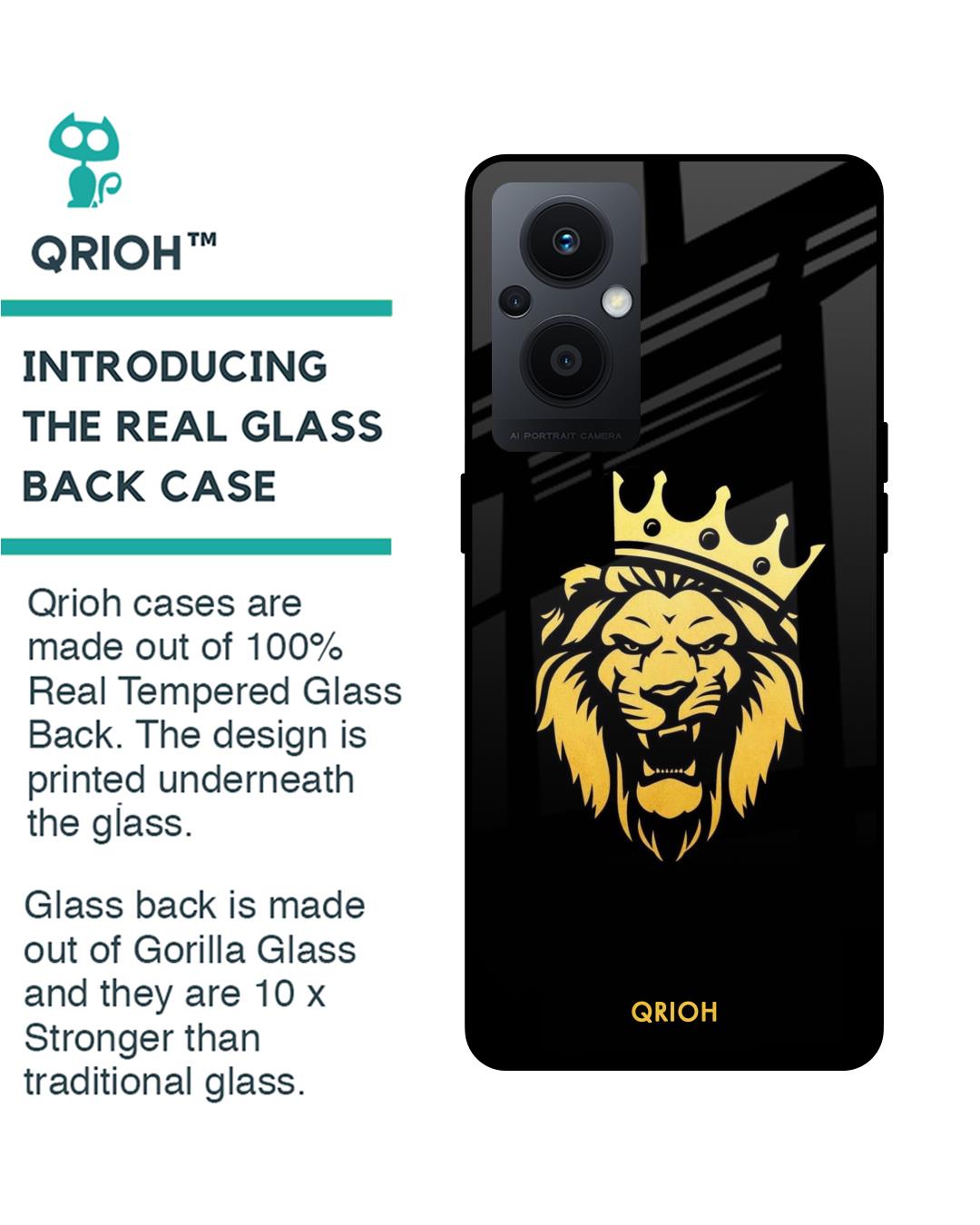 Shop Lion The King Printed Premium Glass Case for Oppo F21s Pro 5G (Shock Proof,Scratch Resistant)-Back