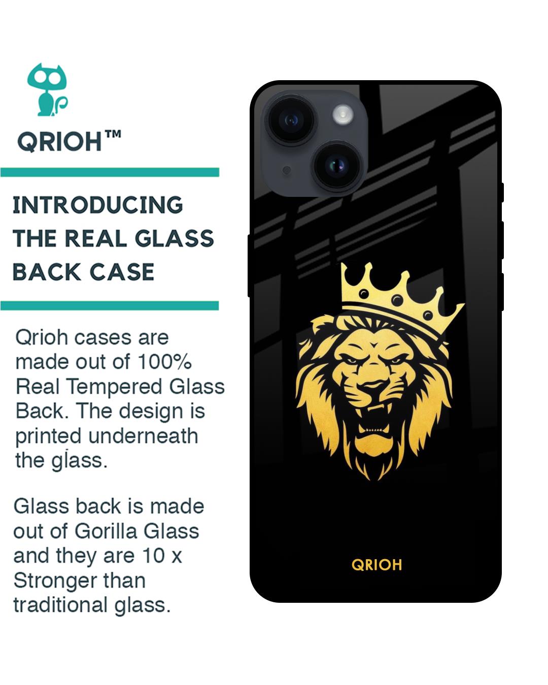 Shop Lion The King Printed Premium Glass Cover for Apple iPhone 14 (Shock Proof, Scratch Resistant)-Back