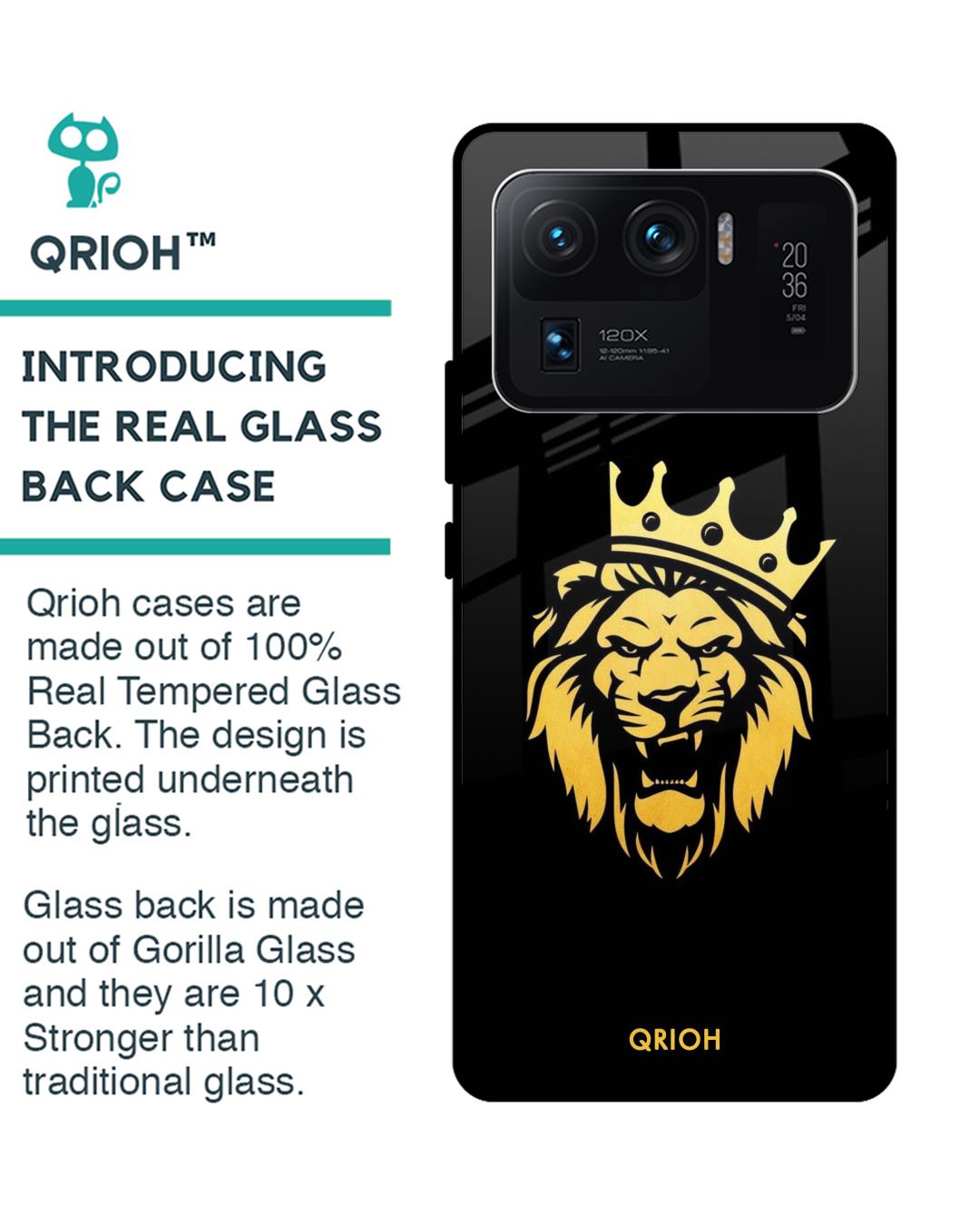Shop Lion The King Printed Premium Glass Cover For Mi 11 Ultra (Impact Resistant, Matte Finish)-Back