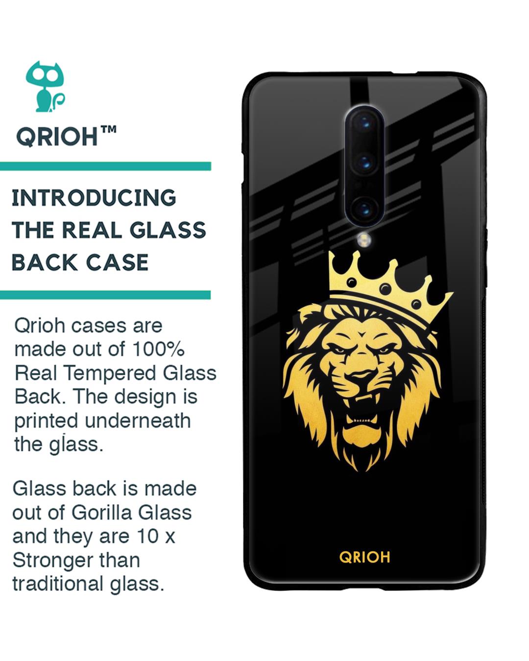 Shop Lion The King Printed Premium Glass Cover For OnePlus 7 Pro (Impact Resistant, Matte Finish)-Back