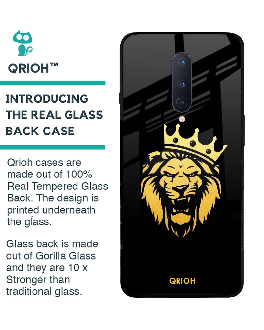 Shop Lion The King Printed Premium Glass Cover For OnePlus 8 (Impact Resistant, Matte Finish)-Back