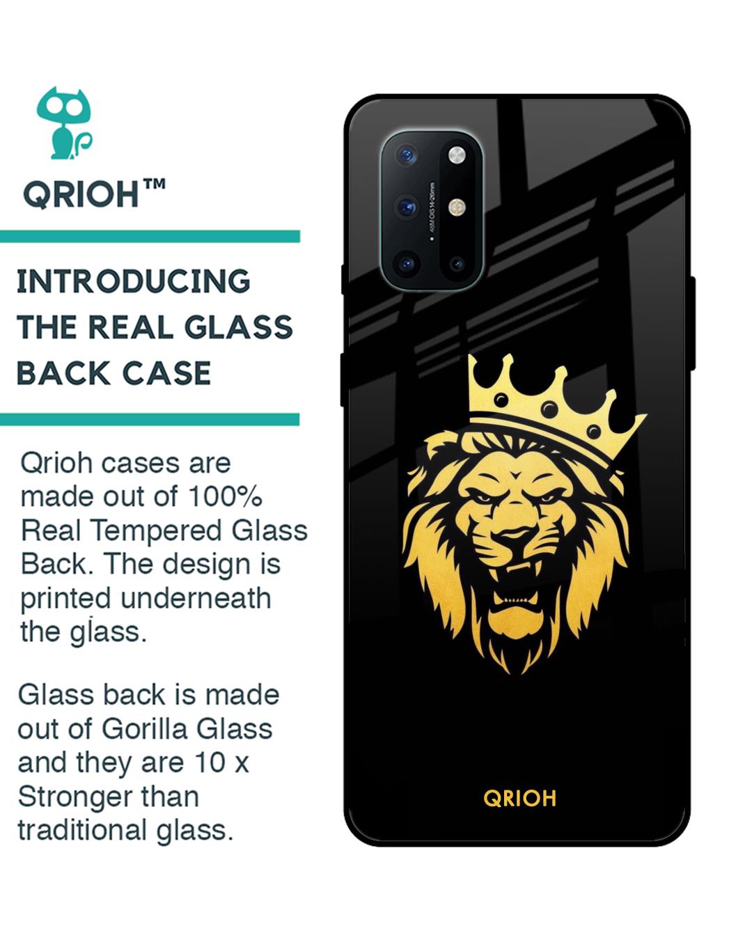 Shop Lion The King Printed Premium Glass Cover For OnePlus 8T (Impact Resistant, Matte Finish)-Back