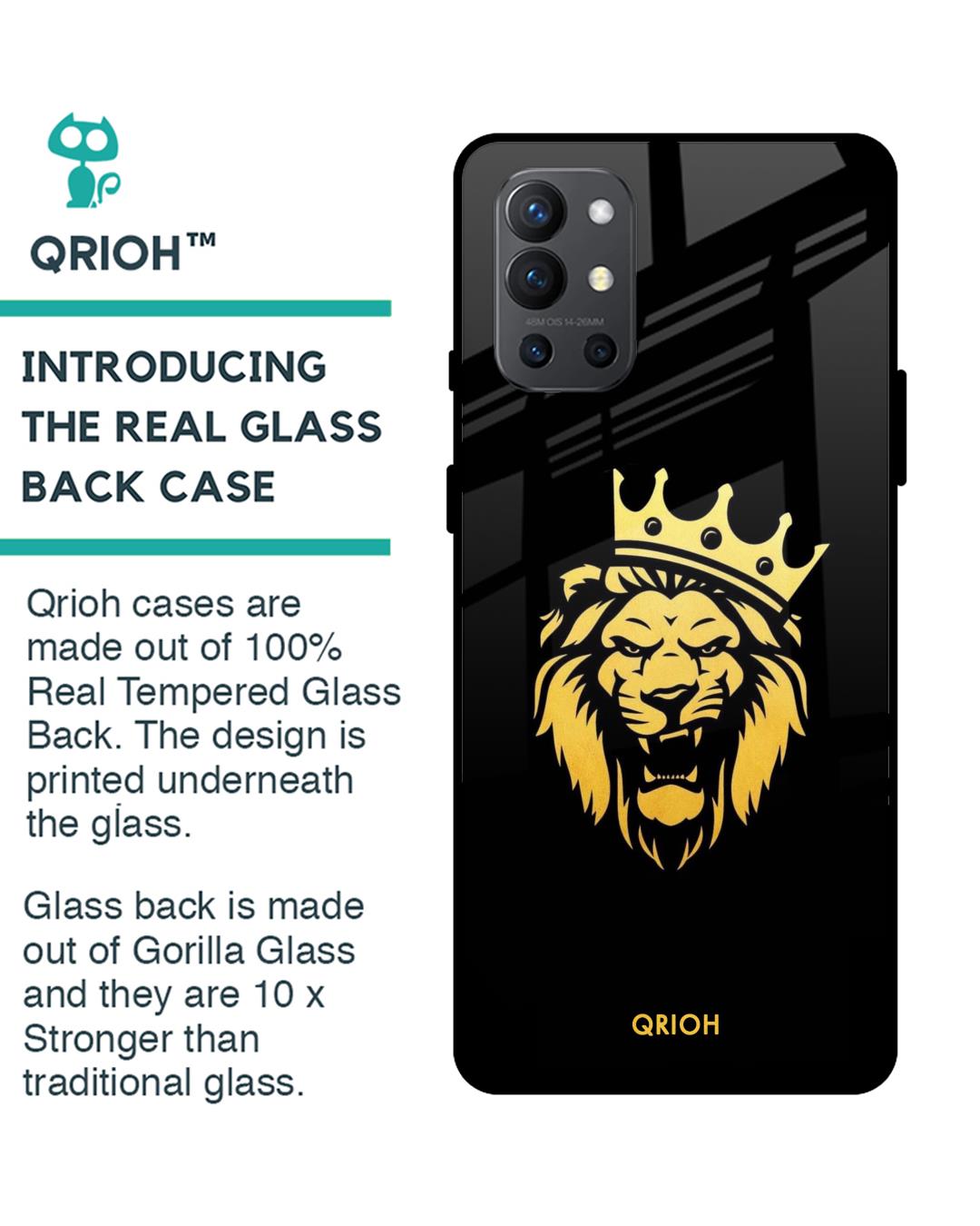 Shop Lion The King Printed Premium Glass Cover For OnePlus 9R (Impact Resistant, Matte Finish)-Back