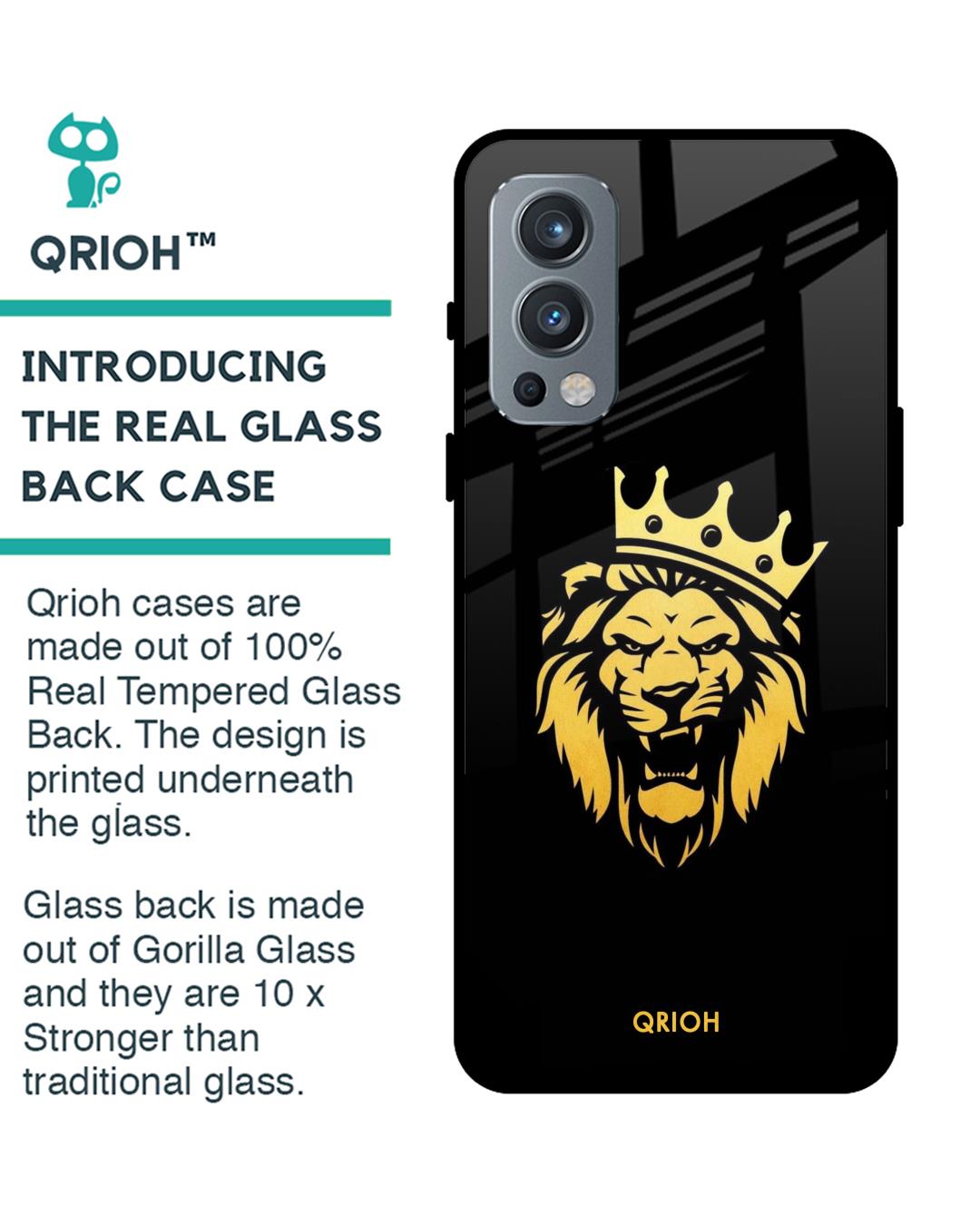Shop Lion The King Printed Premium Glass Cover For OnePlus Nord 2 5G (Impact Resistant, Matte Finish)-Back