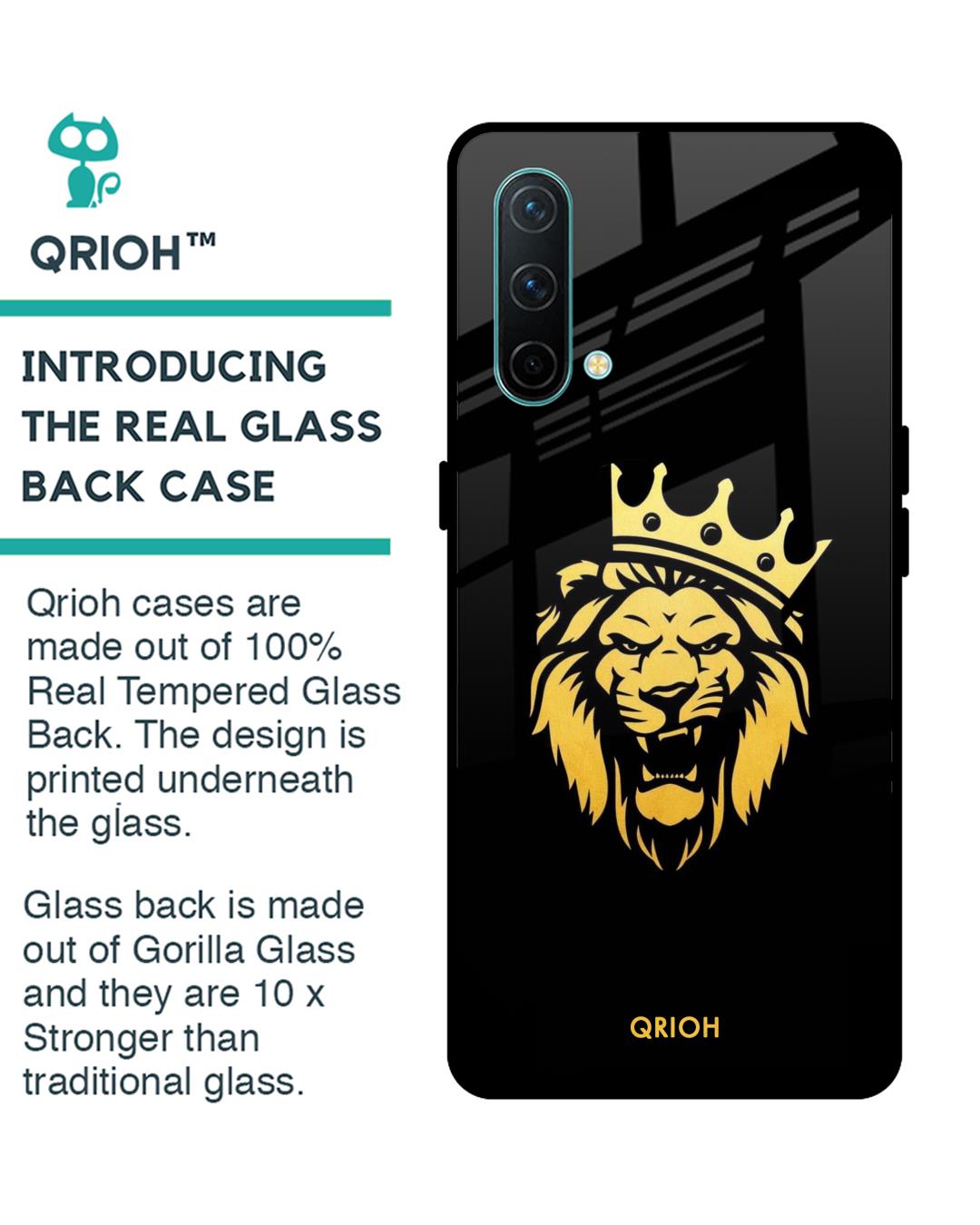 Shop Lion The King Printed Premium Glass Cover For OnePlus Nord CE (Impact Resistant, Matte Finish)-Back