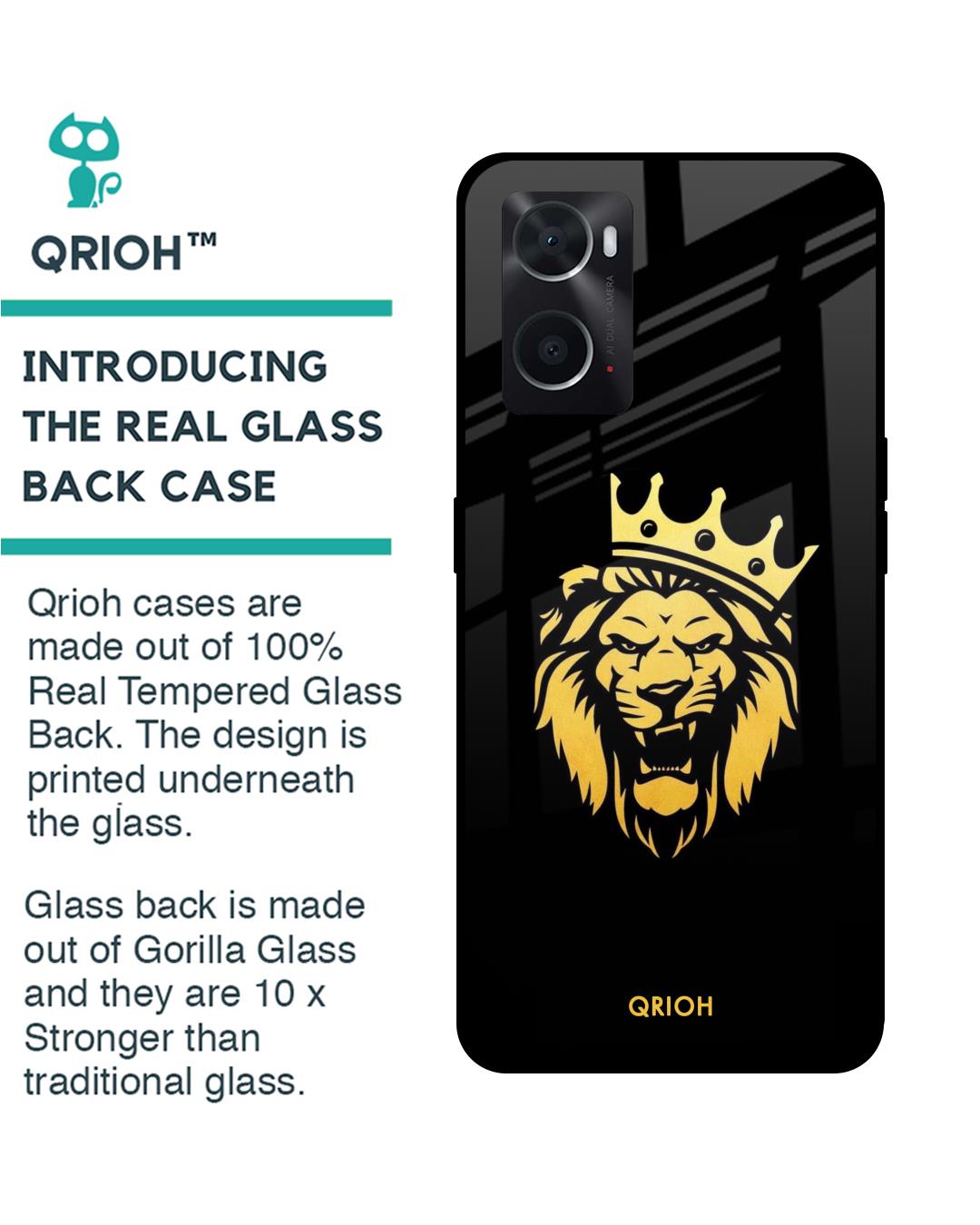 Shop Lion The King Printed Premium Glass Cover For Oppo A76 (Impact Resistant, Matte Finish)-Back