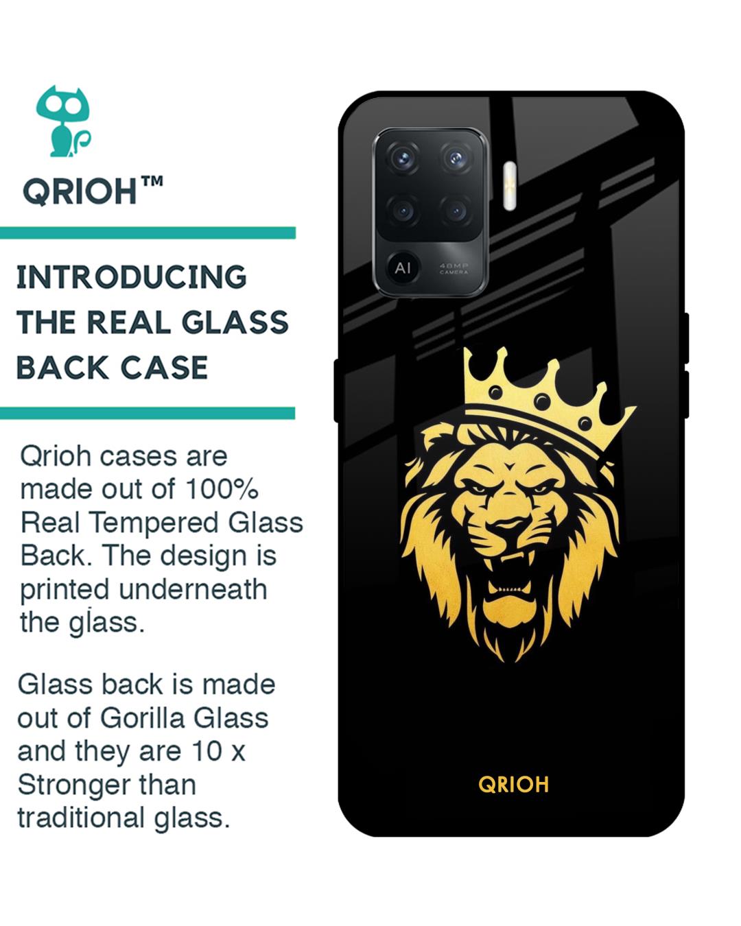 Shop Lion The King Printed Premium Glass Cover For Oppo F19 Pro (Impact Resistant, Matte Finish)-Back