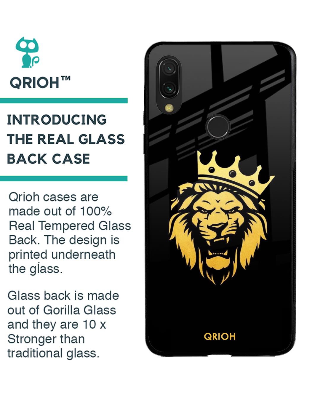 Shop Lion The King Printed Premium Glass Cover For Xiaomi Redmi Note 7S (Impact Resistant, Matte Finish)-Back