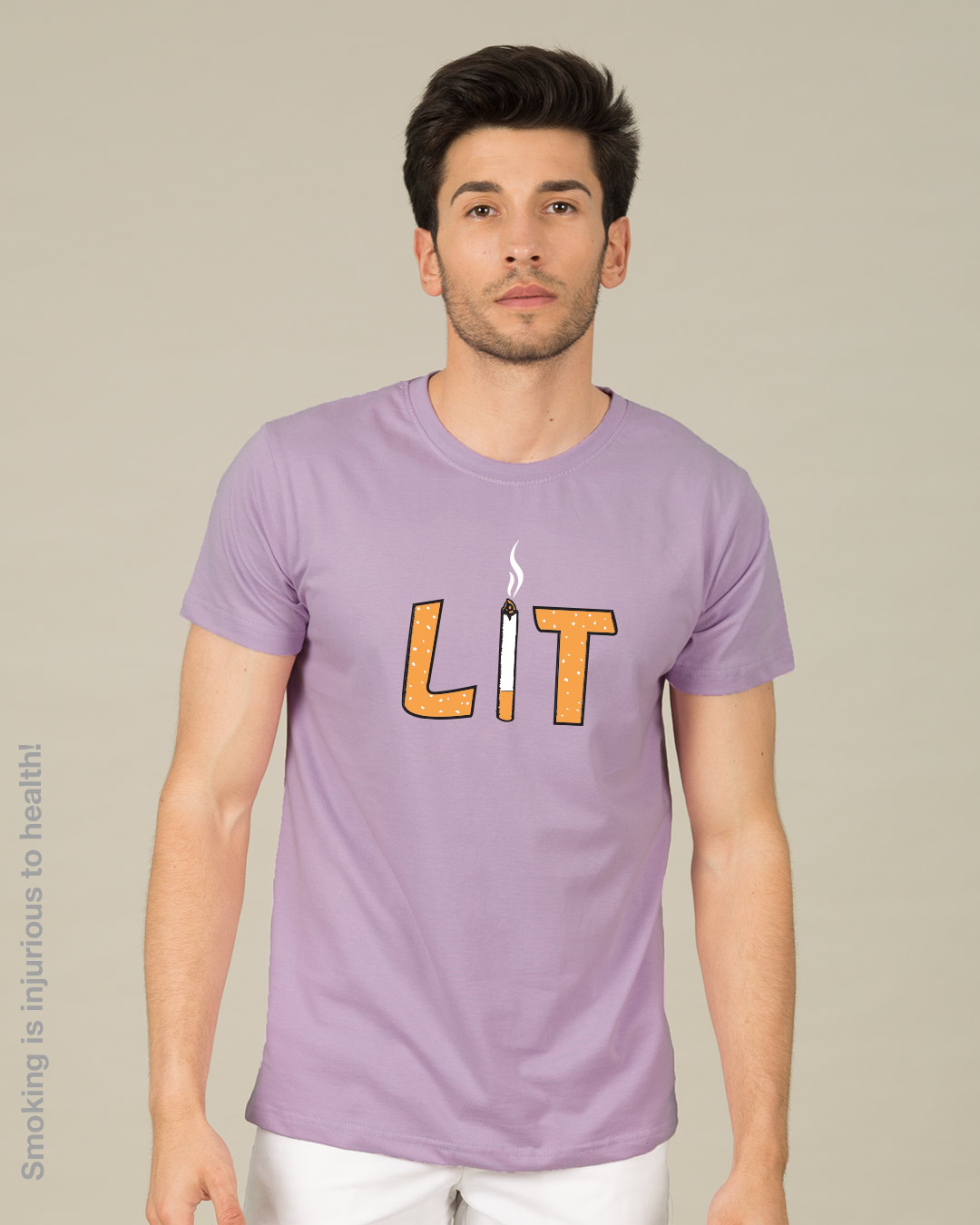Shop Lit Cigarette Half Sleeve T-Shirt-Back