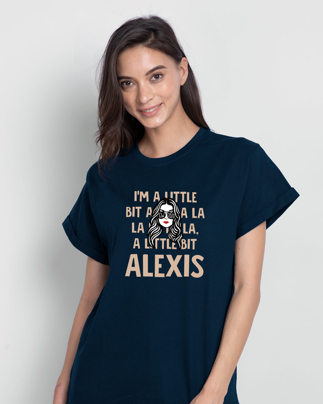 Shop Little Bit Alexis Boyfriend T-Shirt Navy Blue-Back