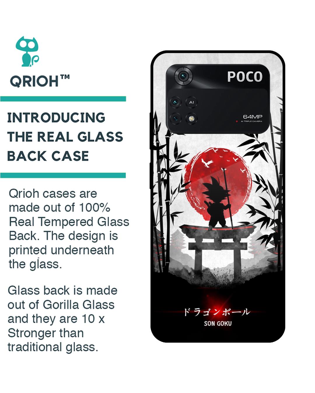 Shop Little Goku Japanese Premium Glass Case for Poco M4 Pro(Shock Proof, Scratch Resistant)-Back