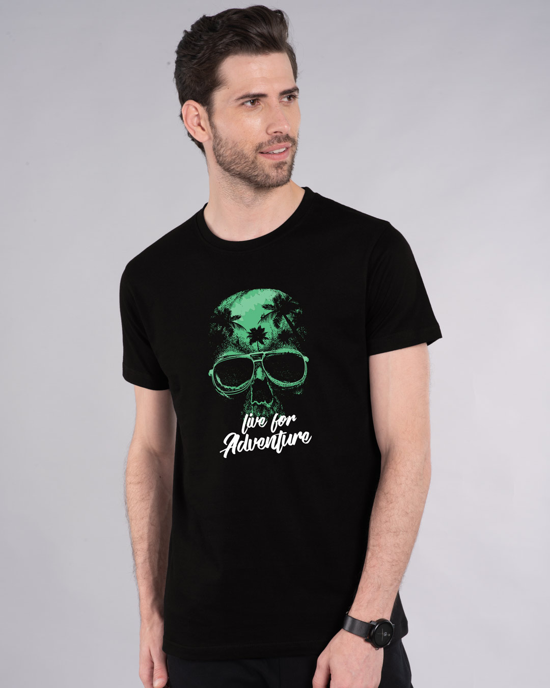 Shop Live For Adventure Skull Half Sleeve T-Shirt-Back