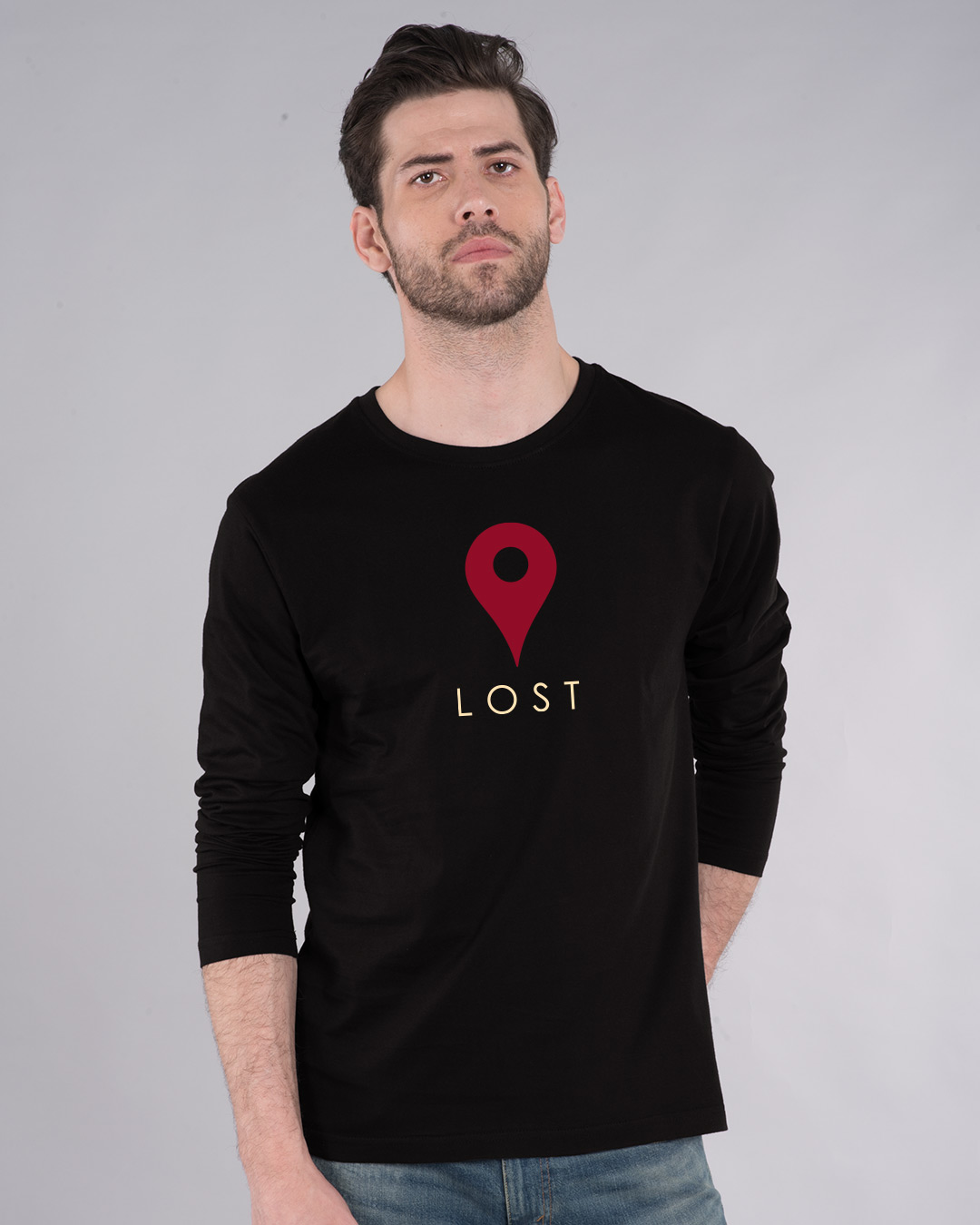 Buy Location-lost Blalck Full Sleeve T-Shirt For Men @Bewakoof.com