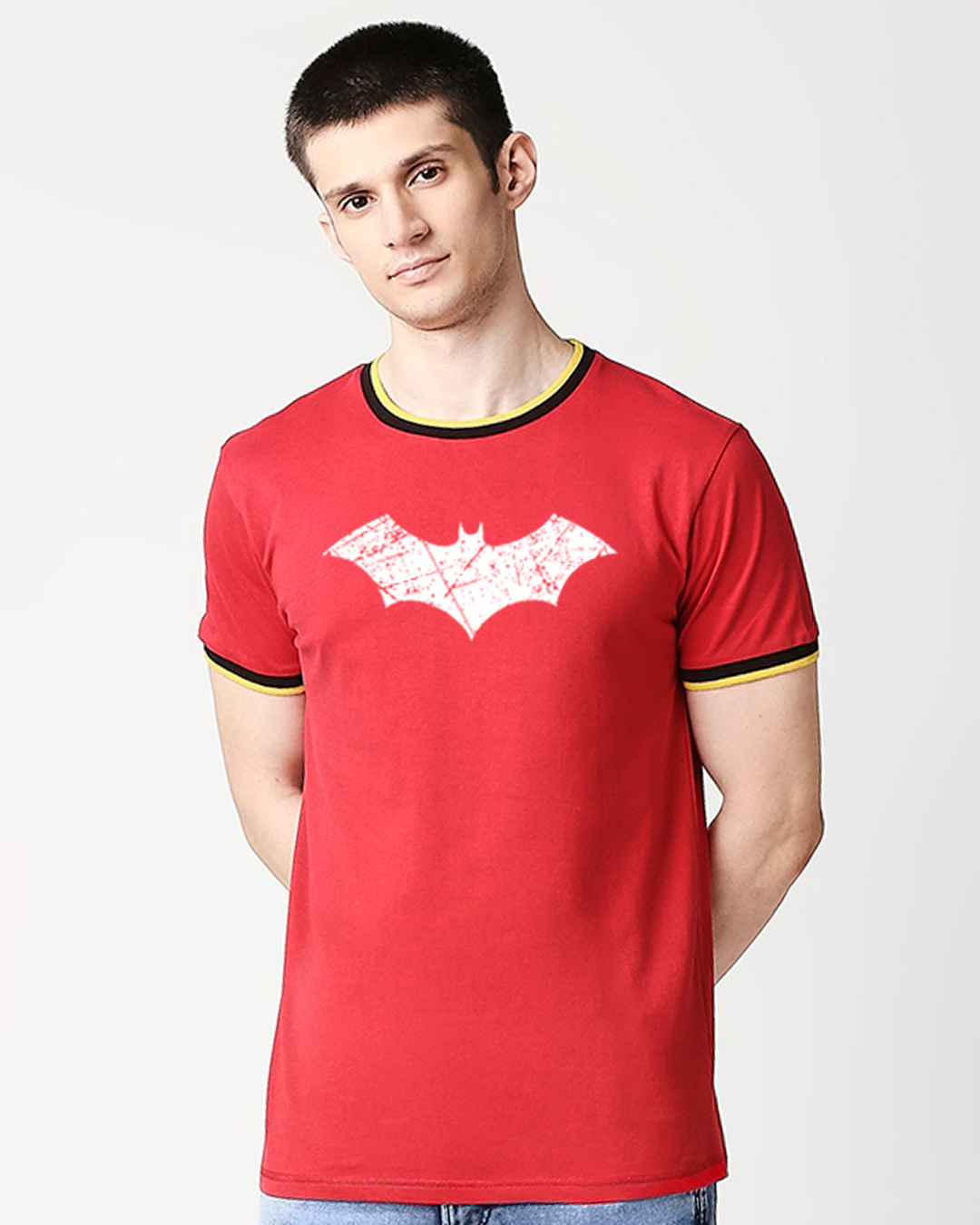 Buy Logo Batman (BML) (GID) Round Neck Varsity T-Shirt for Men red ...