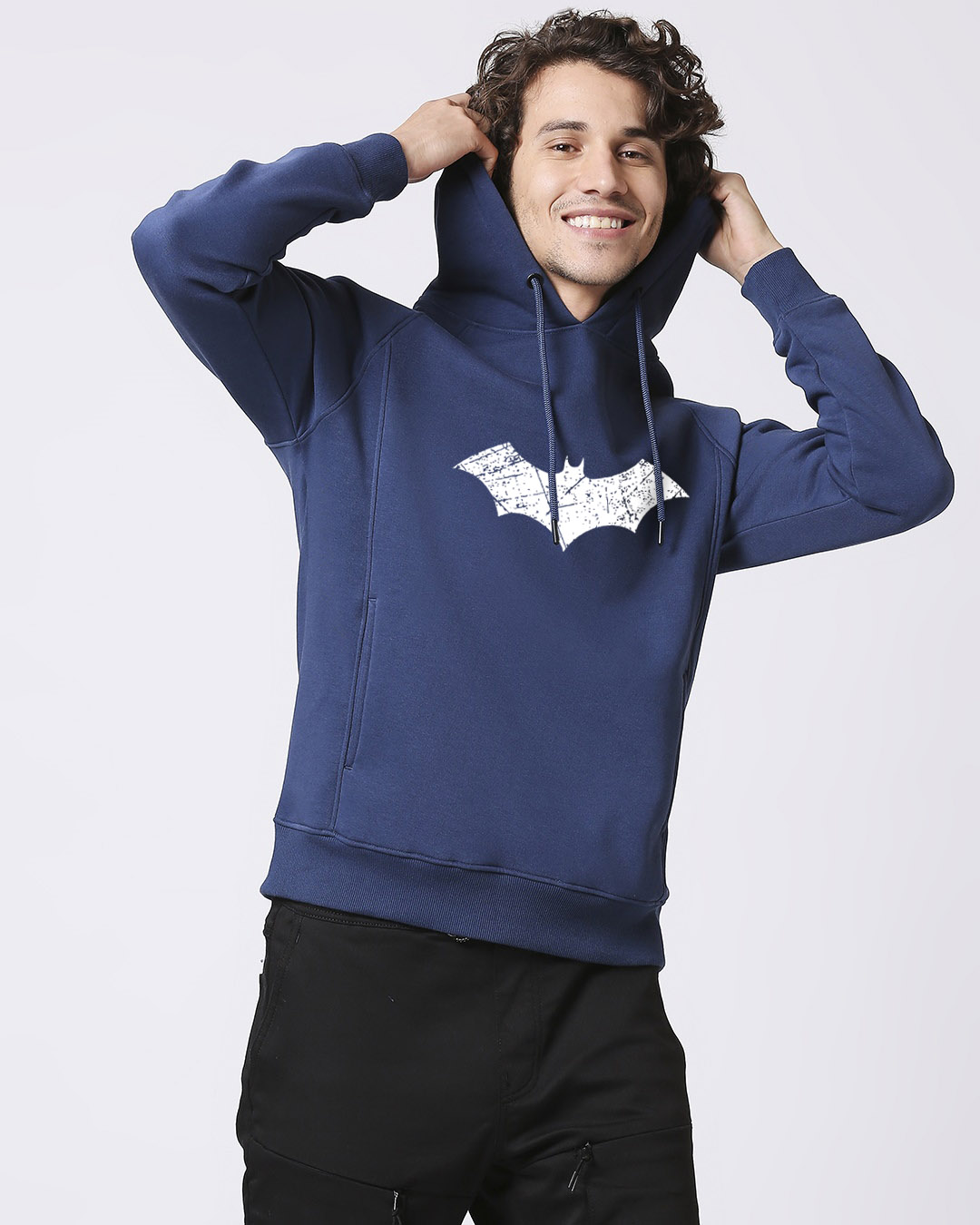 Shop Logo Batman Stylised Panel Hoodie Sweatshirt (BML)(GID)-Back