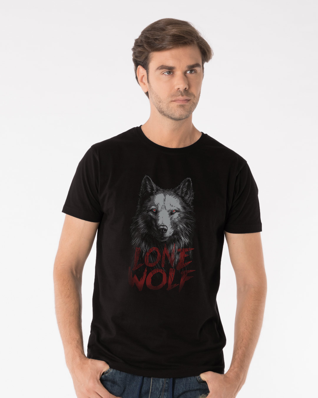 Shop Lone Wolf Half Sleeve T-Shirt-Back