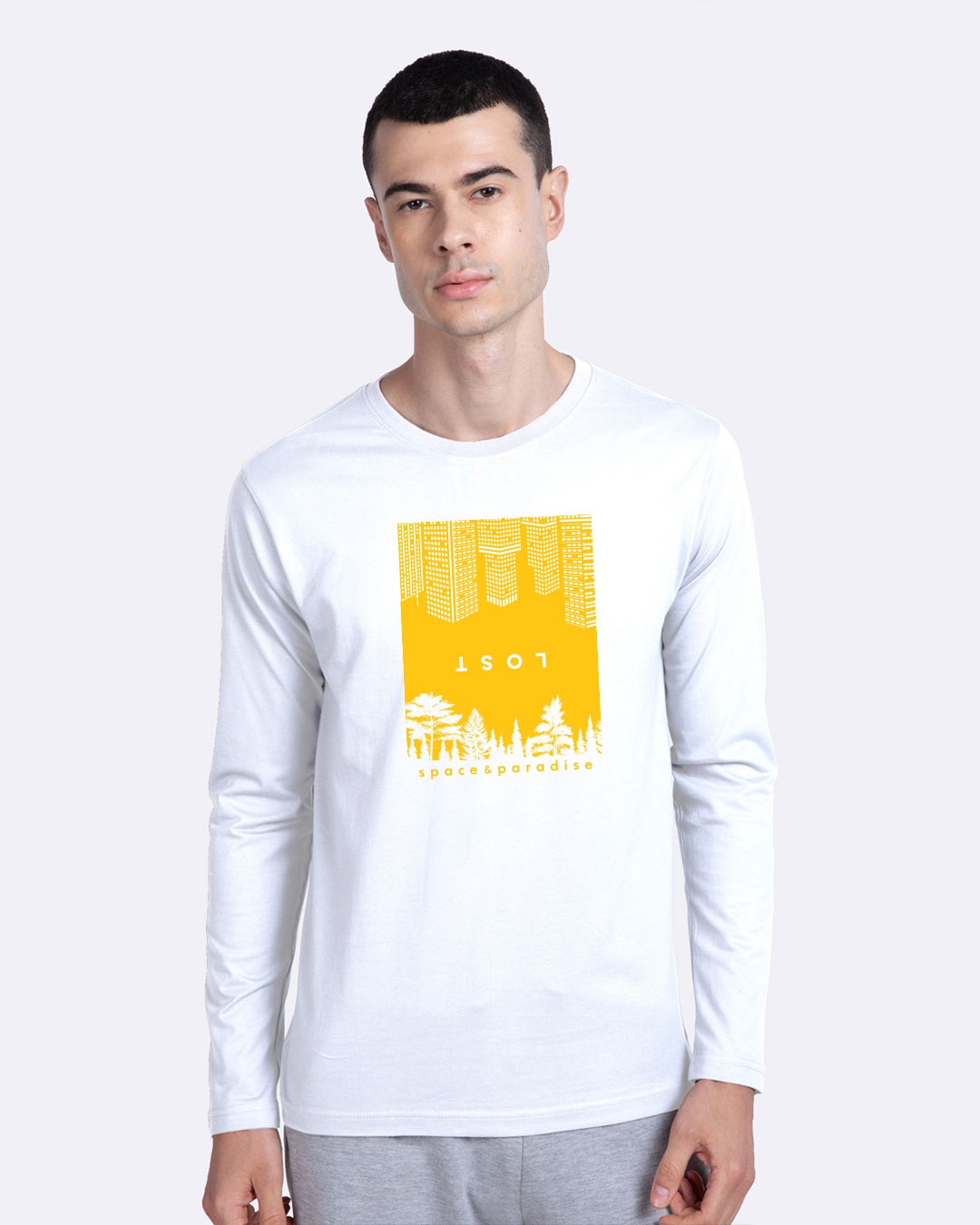 Shop Lost Between Full Sleeve T-Shirt White-Back