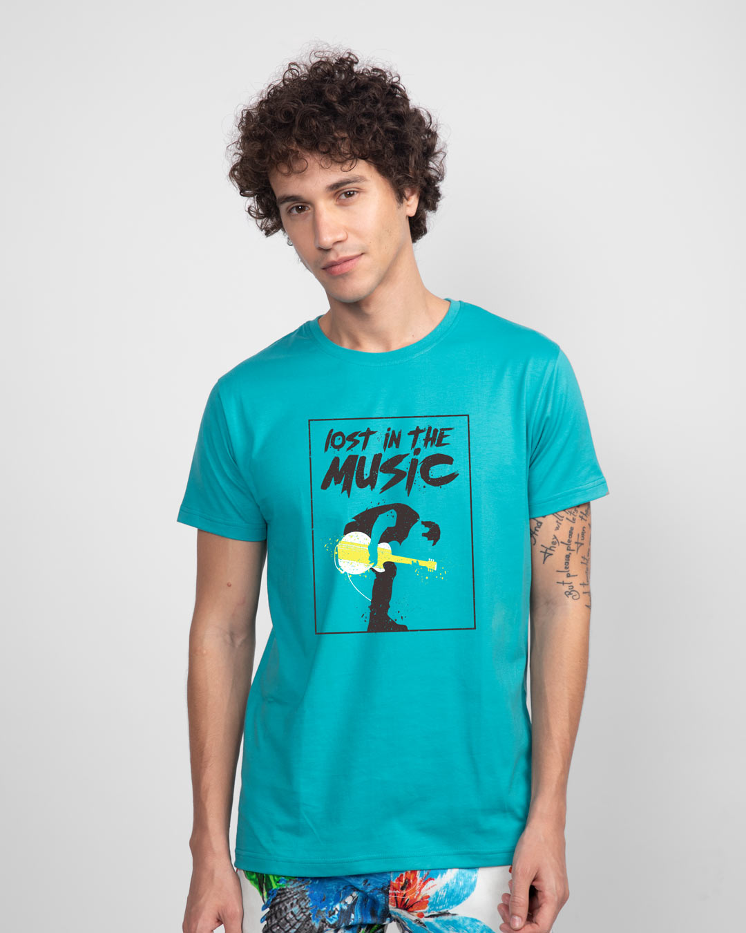 

Lost In The Guitar Half Sleeve T-Shirt Men' Printed T-Shirts Bewakoof.com, Blue