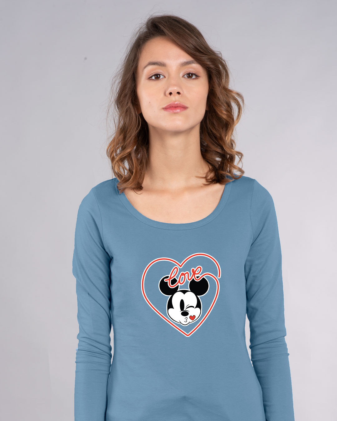 Buy Love Mickey Hearts Scoop Neck Full Sleeve T-Shirt (DL) Online at ...