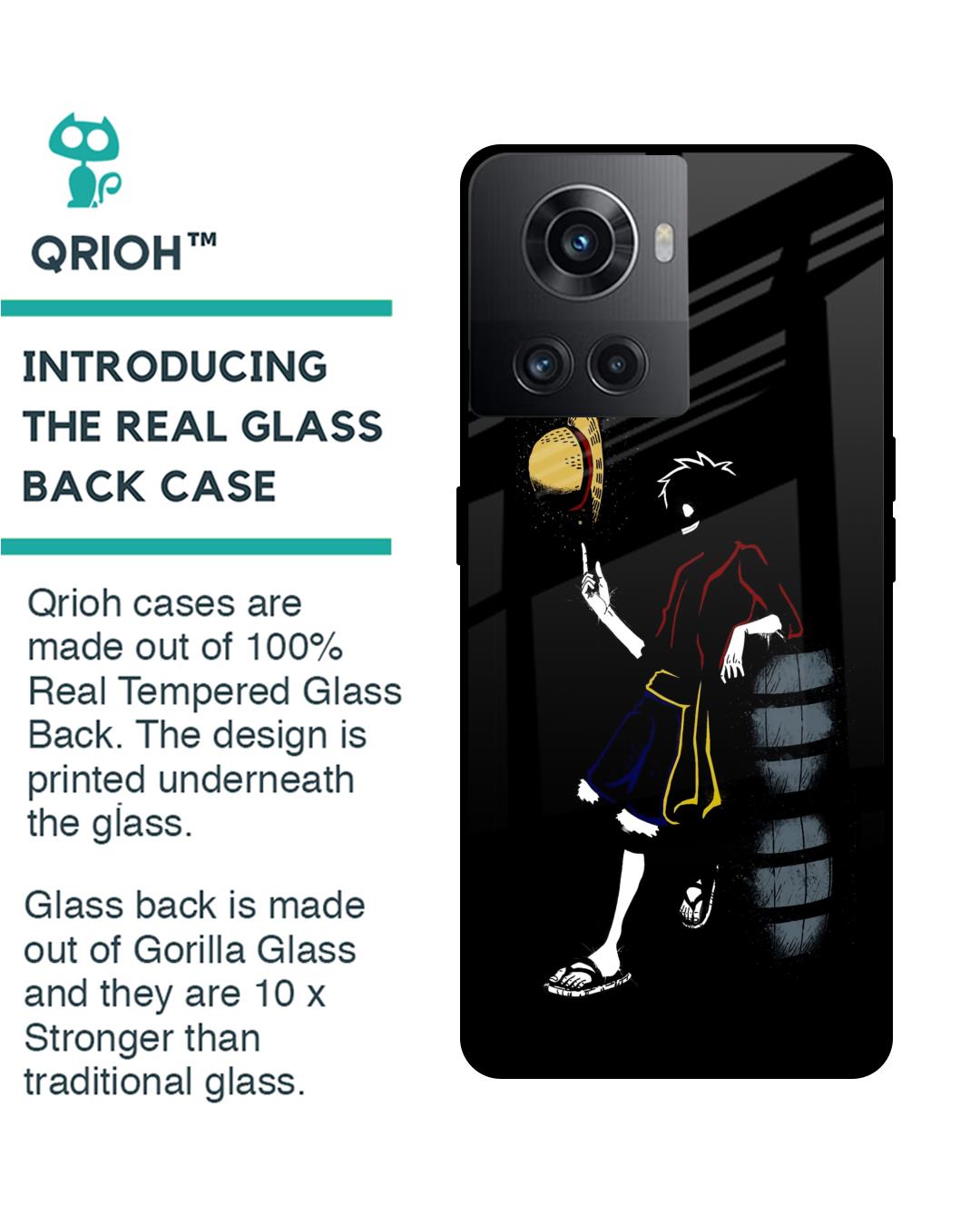 Shop Luffy Line Art Premium Glass Case for Oneplus 10R 5G (Shock Proof,Scratch Resistant)-Back