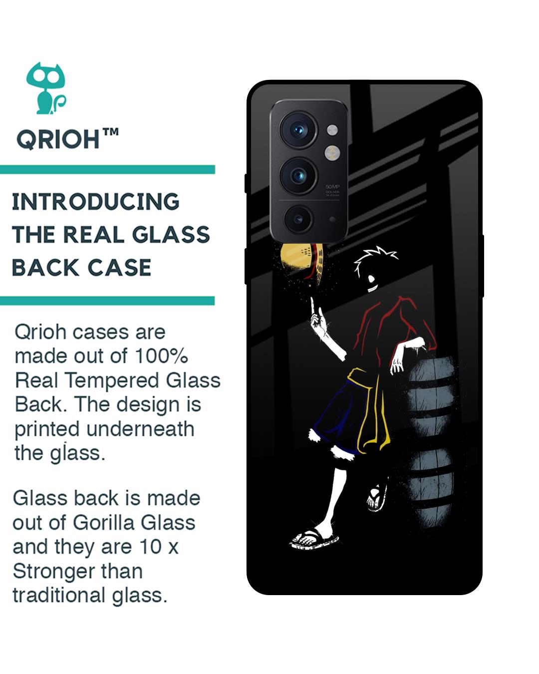 Shop Luffy Line Art Premium Glass Case for OnePlus 9RT 5G (Shock Proof,Scratch Resistant)-Back