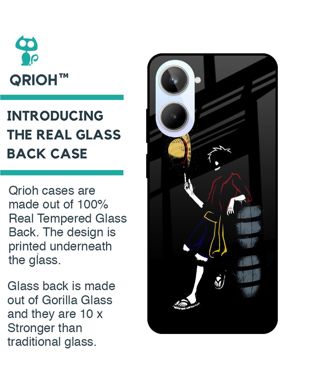 Shop Luffy Line Art Premium Glass Case for Realme 10 5G(Shock Proof, Scratch Resistant)-Back
