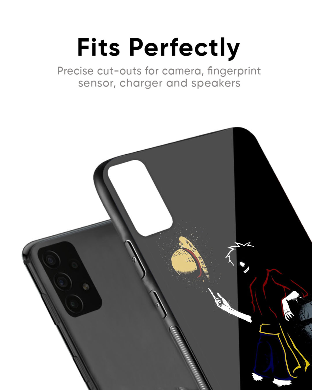 Shop Luffy Line Art Premium Glass Case for Realme 11 Pro+ 5G (Shock Proof, Scratch Resistant)-Back