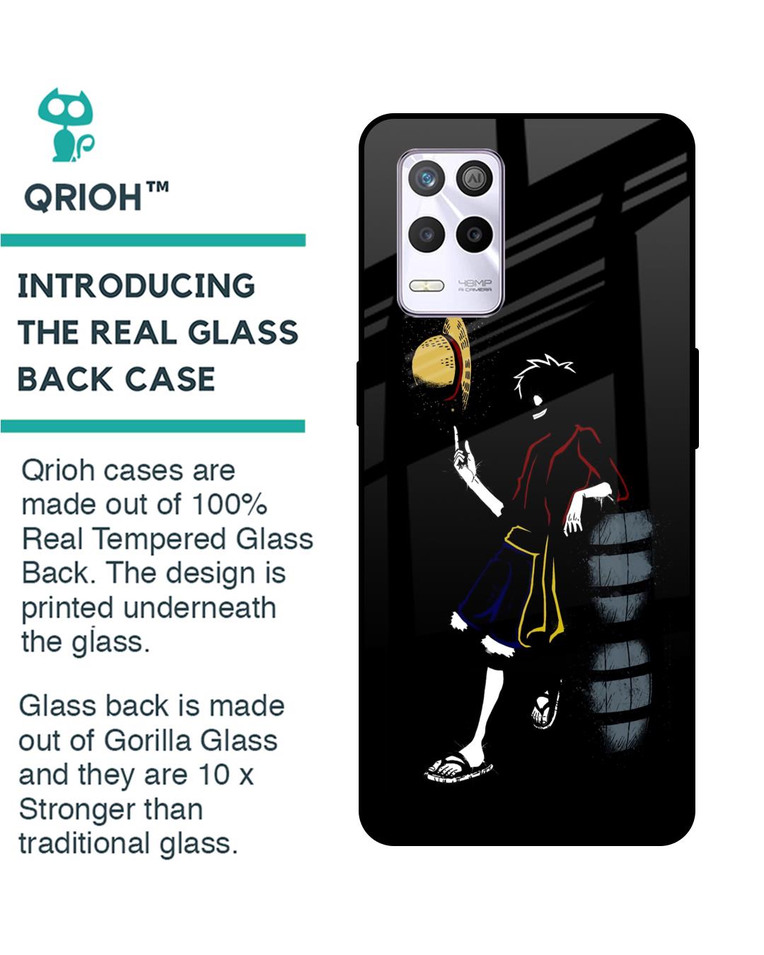 Shop Luffy Line Art Premium Glass Case for Realme 9 5G(Shock Proof, Scratch Resistant)-Back