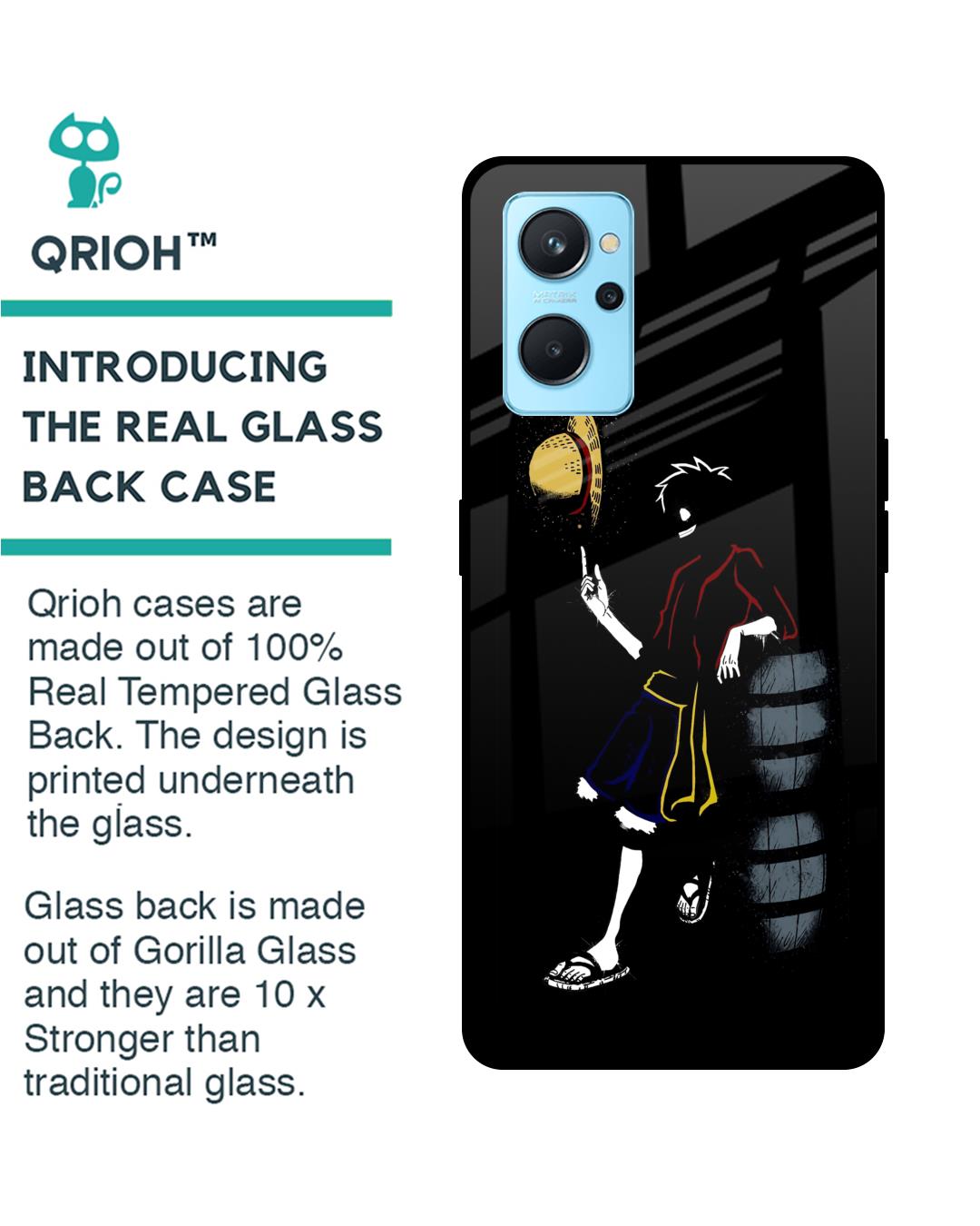 Shop Luffy Line Art Premium Glass Case for Realme 9i(Shock Proof, Scratch Resistant)-Back