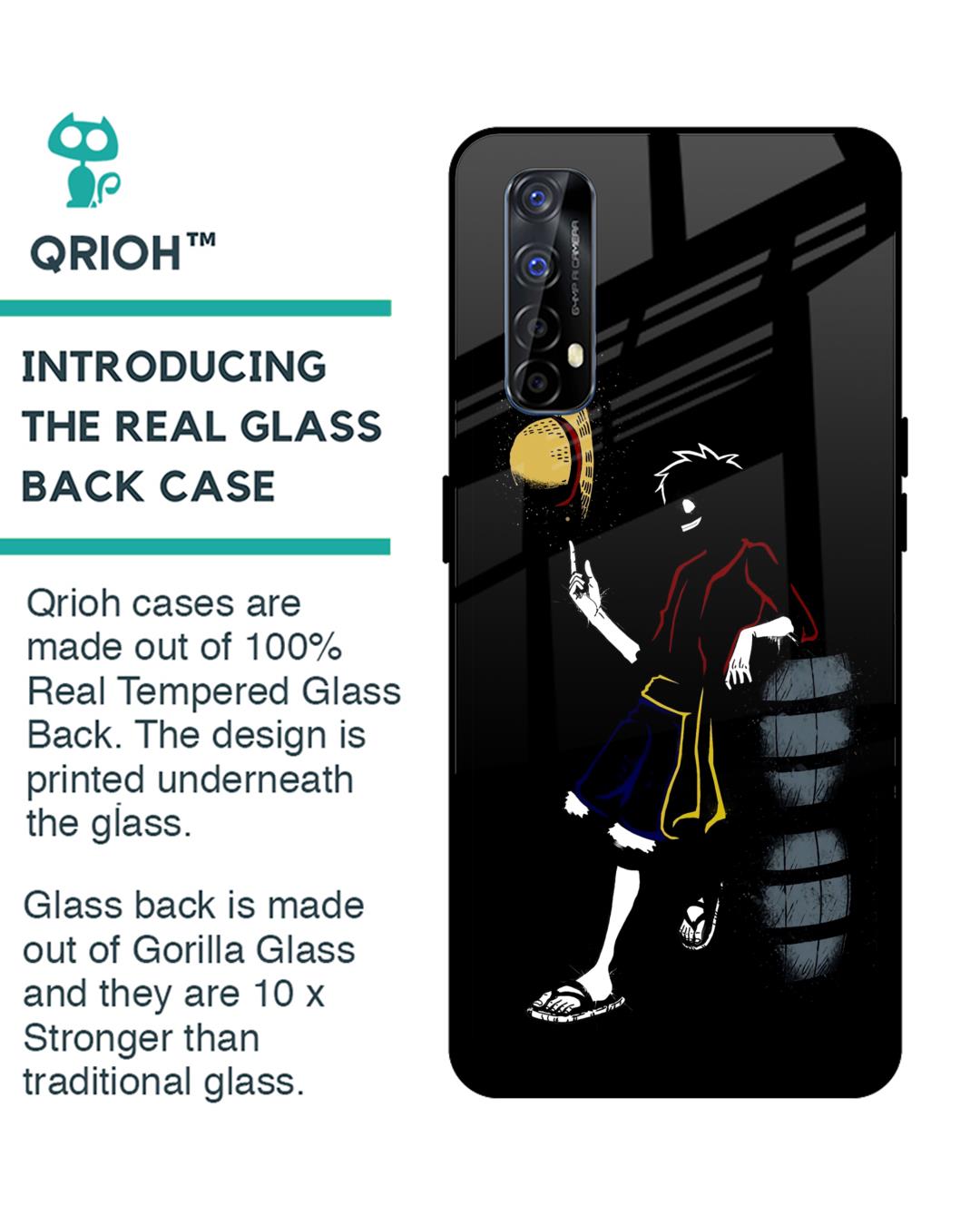 Shop Luffy Line Art Premium Glass Case for Realme Narzo 20 Pro (Shock Proof, Scratch Resistant)-Back