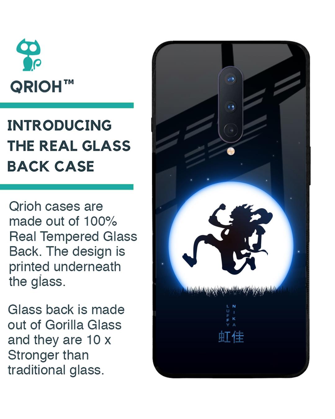 Shop Luffy Nika Premium Glass Case for OnePlus 8 (Shock Proof,Scratch Resistant)-Back