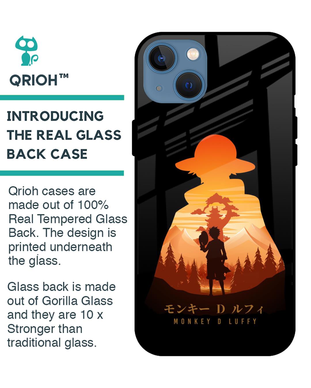 Shop Luffy One Piece Premium Glass Case for Apple iPhone 13 (Shock Proof,Scratch Resistant)-Back