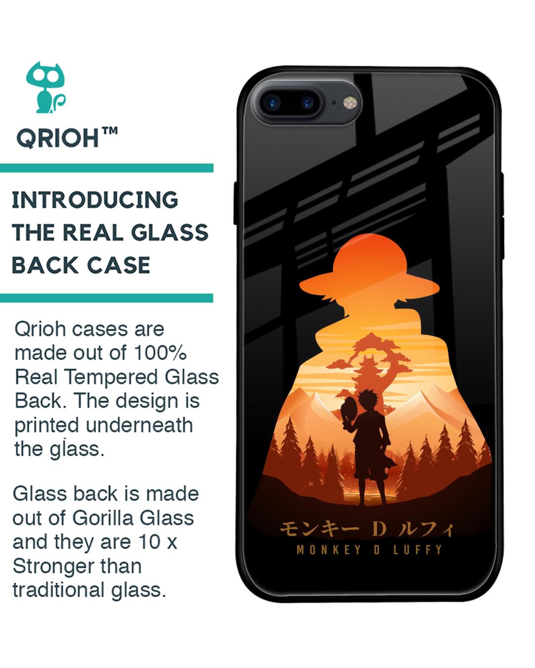 Shop Luffy One Piece Premium Glass Case for iPhone 8 Plus (Shock Proof, Scratch Resistant)-Back
