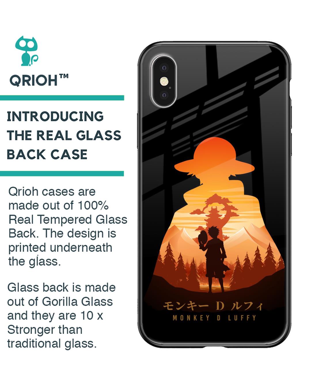 Shop Luffy One Piece Premium Glass Case for iPhone XS Max (Shock Proof, Scratch Resistant)-Back