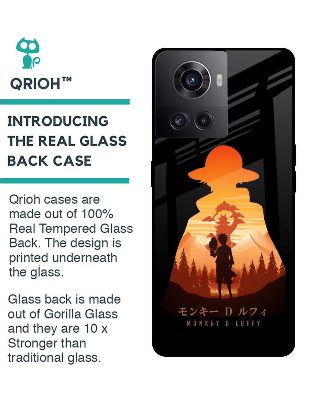 Shop Luffy One Piece Premium Glass Case for Oneplus 10R 5G (Shock Proof,Scratch Resistant)-Back