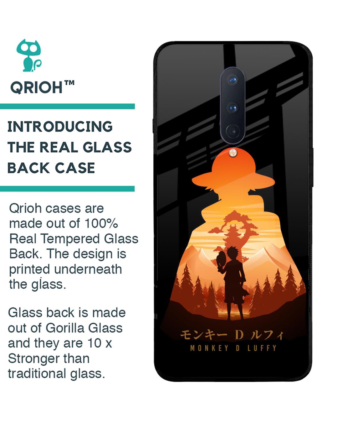 Shop Luffy One Piece Premium Glass Case for OnePlus 8 (Shock Proof,Scratch Resistant)-Back