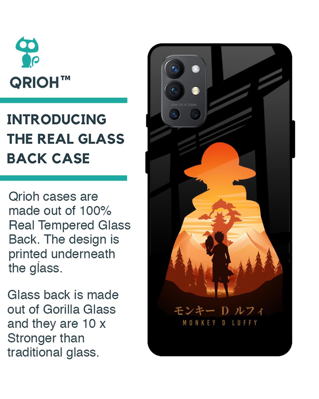 Shop Luffy One Piece Premium Glass Case for OnePlus 9R (Shock Proof,Scratch Resistant)-Back