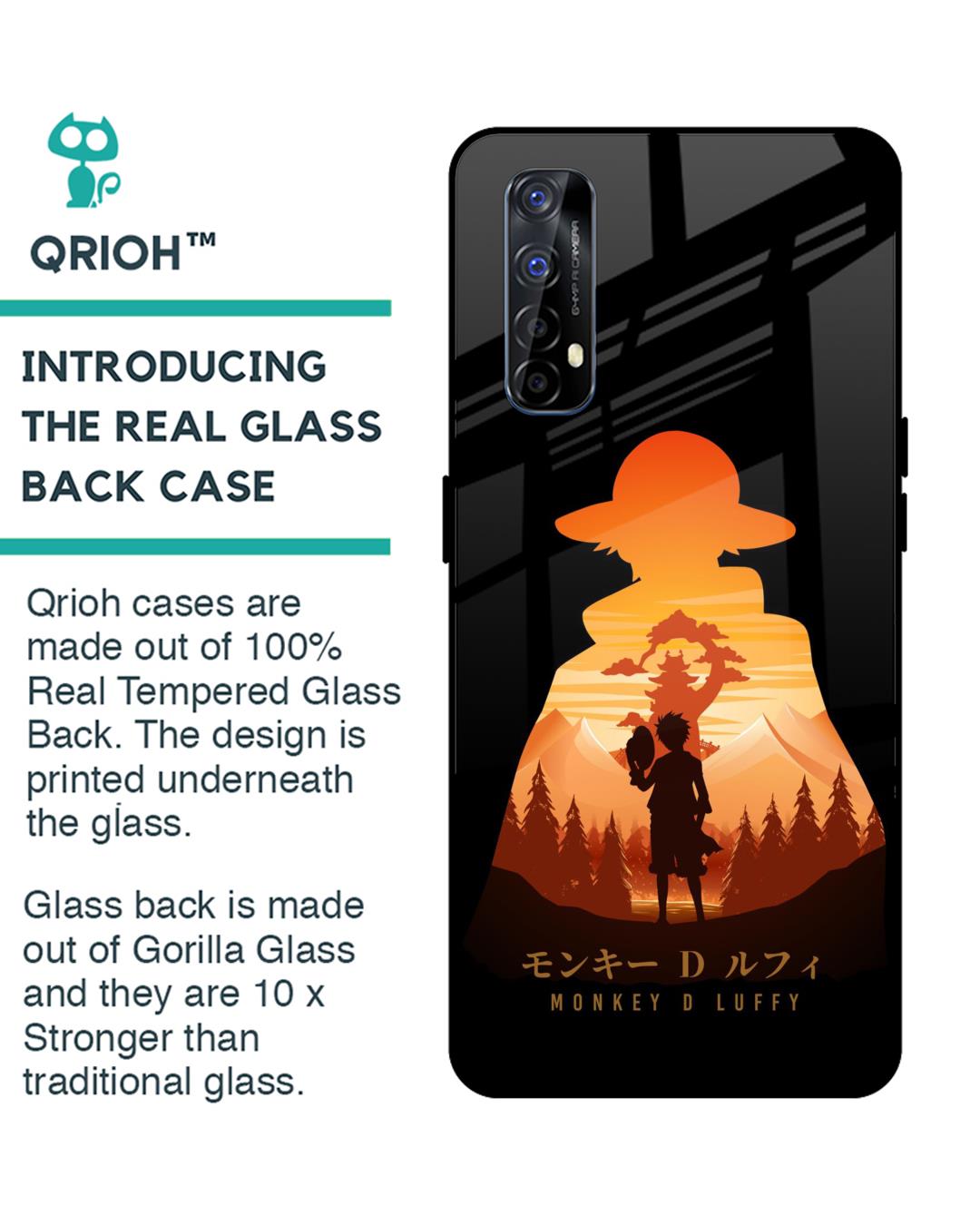 Shop Luffy One Piece Premium Glass Case for Realme Narzo 20 Pro (Shock Proof, Scratch Resistant)-Back