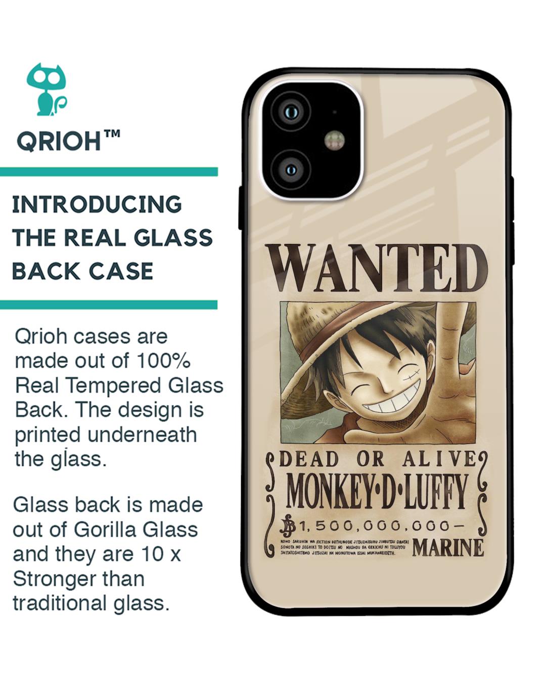 Shop Luffy Wanted Premium Glass Case for Apple iPhone 11 (Shock Proof,Scratch Resistant)-Back